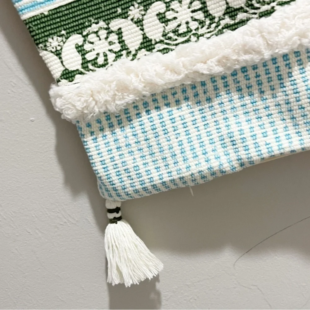 BLUE PAGE Modern Moroccan Tufted Boho Textured Pillow Cover Ivory Blue Green